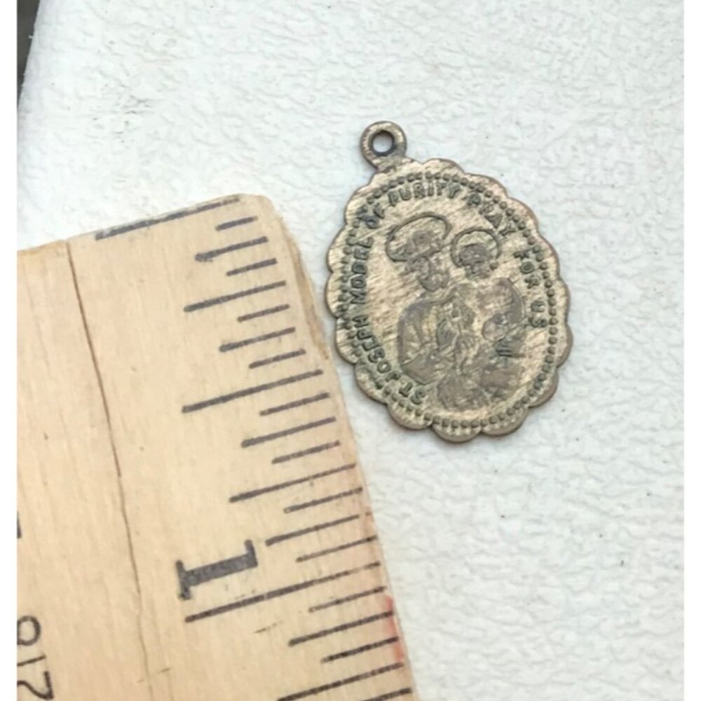 Religious Pendant St Joseph Model Of Purity Pray for Us Guide US Vintage